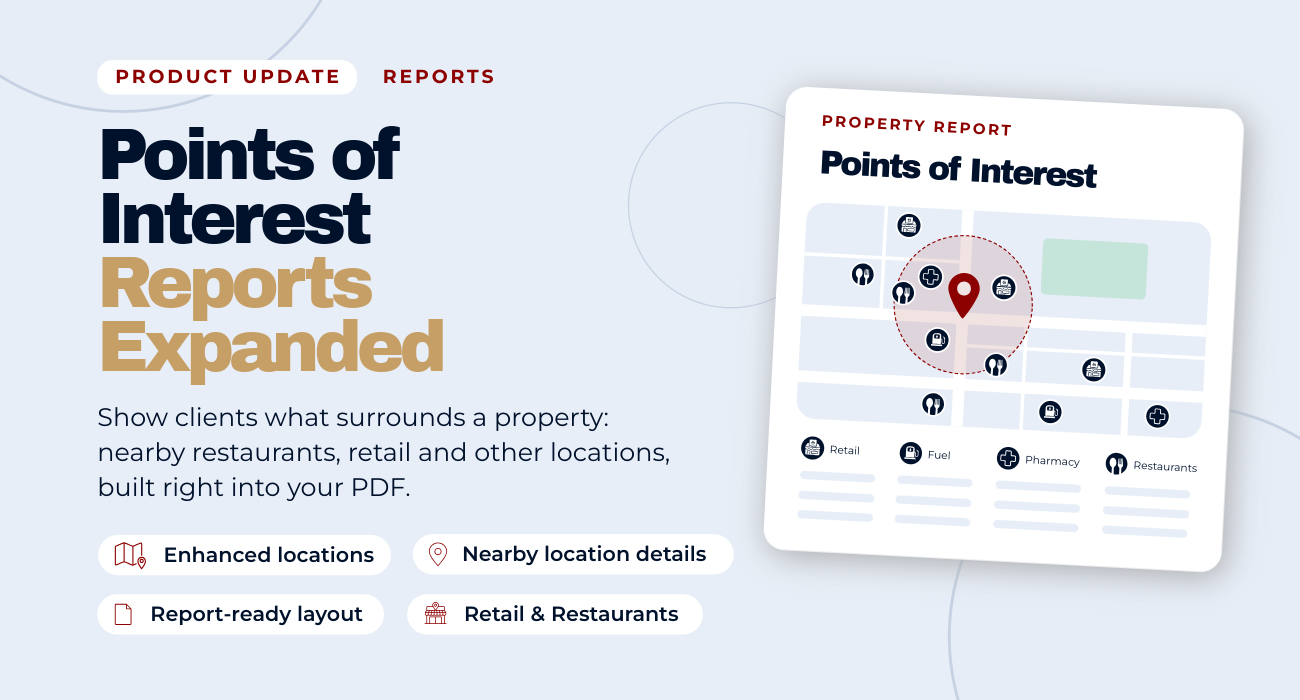 Points of Interest Reports Expanded: nearby restaurants, retail, and other locations built into your property PDF